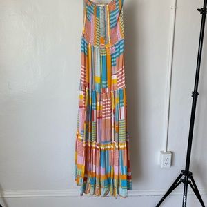 Strapless Colorful Plaid Maxi Dress